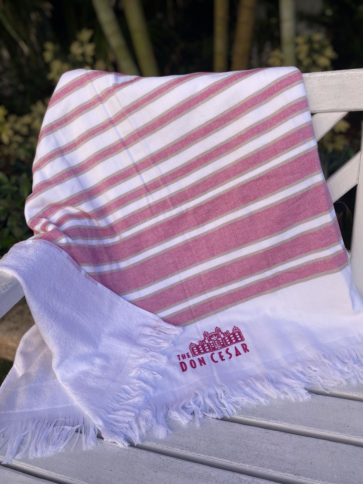 SANTORINI CHIC COLLECTION Round Cotton Beach Towel Pink Mandolin w/Fringe-NWT 